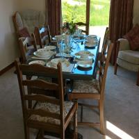 Dining room with a double aspect and views down the valley.